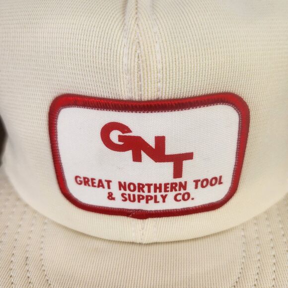 VTG GNT Great Northern Tool & Supply Snapback Farmer Hat Cap White Red Patch USA - Picture 3 of 10